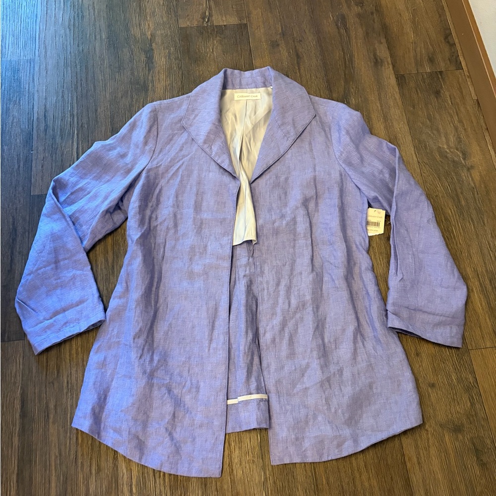 NWT Coldwater Creek 100% Linen Lavender Long Sleeve Blazer Women's 6P